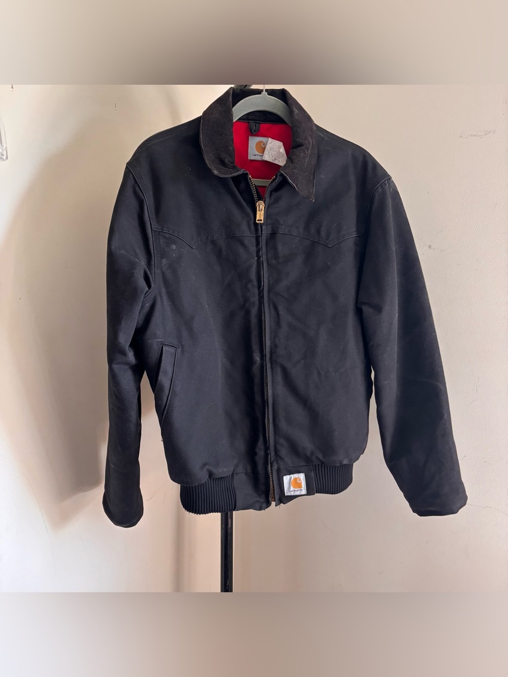 Vintage Black Carhartt Red Lined 90’s Santa Fe Bomber Jacket Sz Medium
